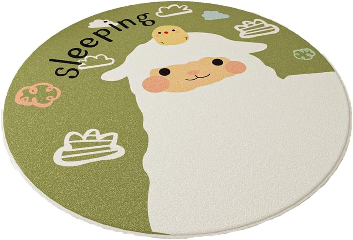 Round Kids Play Rug &ndash; Cute Animals Playmat with Zoo Theme, Super Soft Plush Non-Slip Area Rug, Washable Crawling Floor Mat for Kids Room, Bedroom, Playroom, Nursery (Green) image number 3