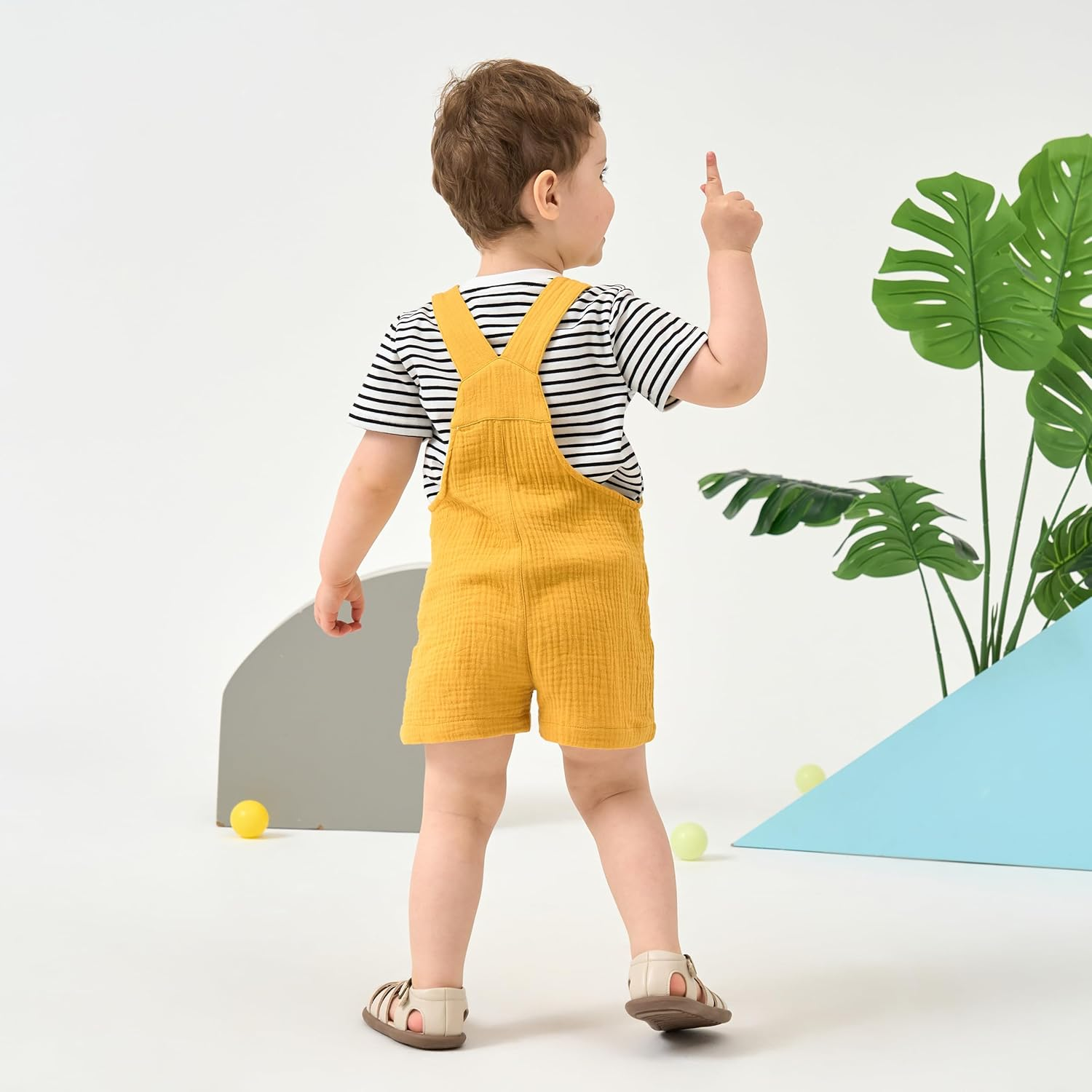 Volunboy Baby Boys Summer Clothes Stripe T-Shirt Shortall Set Toddler Short Overalls Cotton Unisex Jumpsuits image number 3