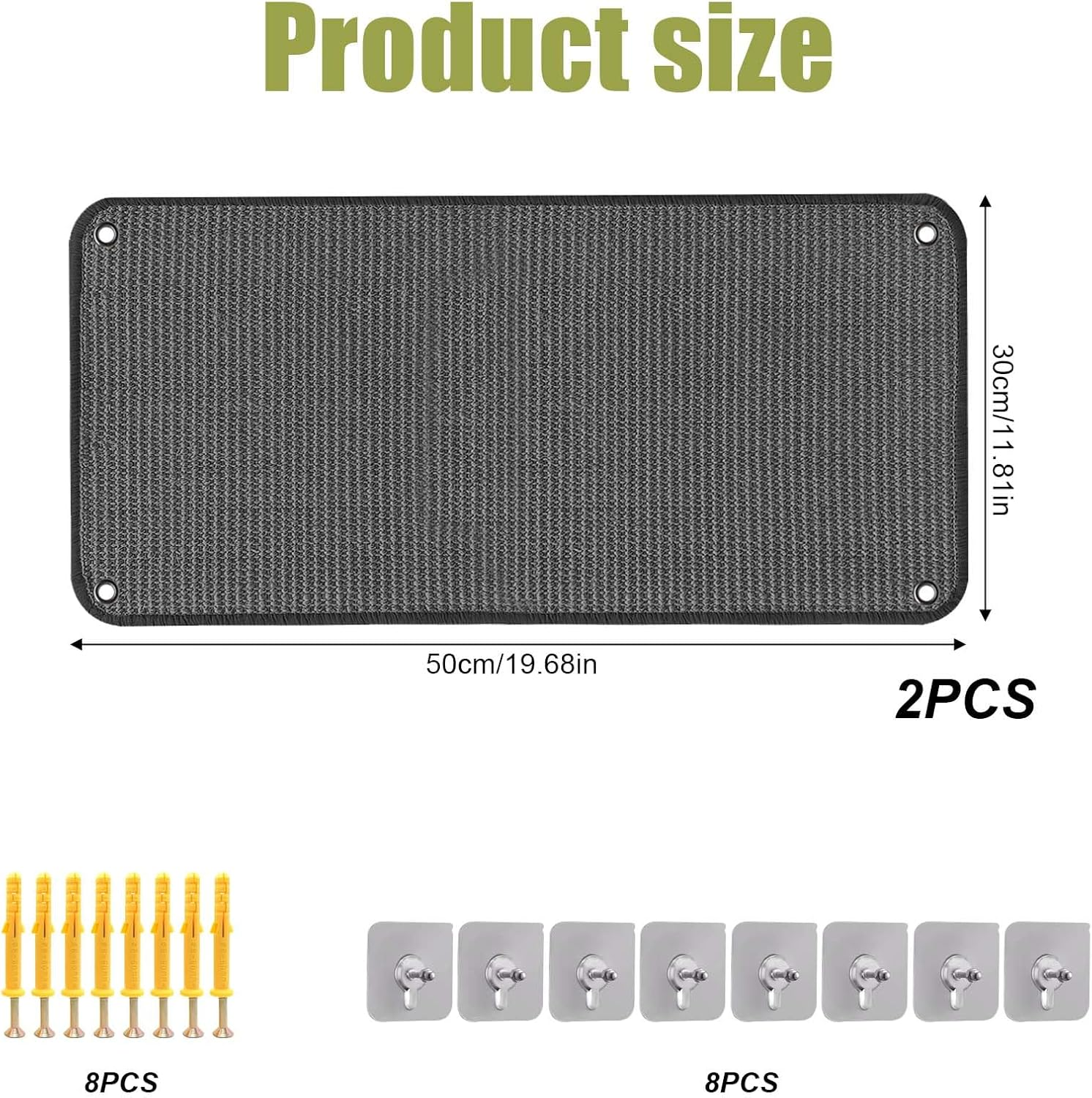 Pack of 2 Cat Scratching Mats: 50 X 30 Cm Scratching Boards Cat Sisal Cat Scratching Mat Cat Scratching Mat Cat Scratching Board Cat for Wall, Floor, Glass (Grey) image number 5