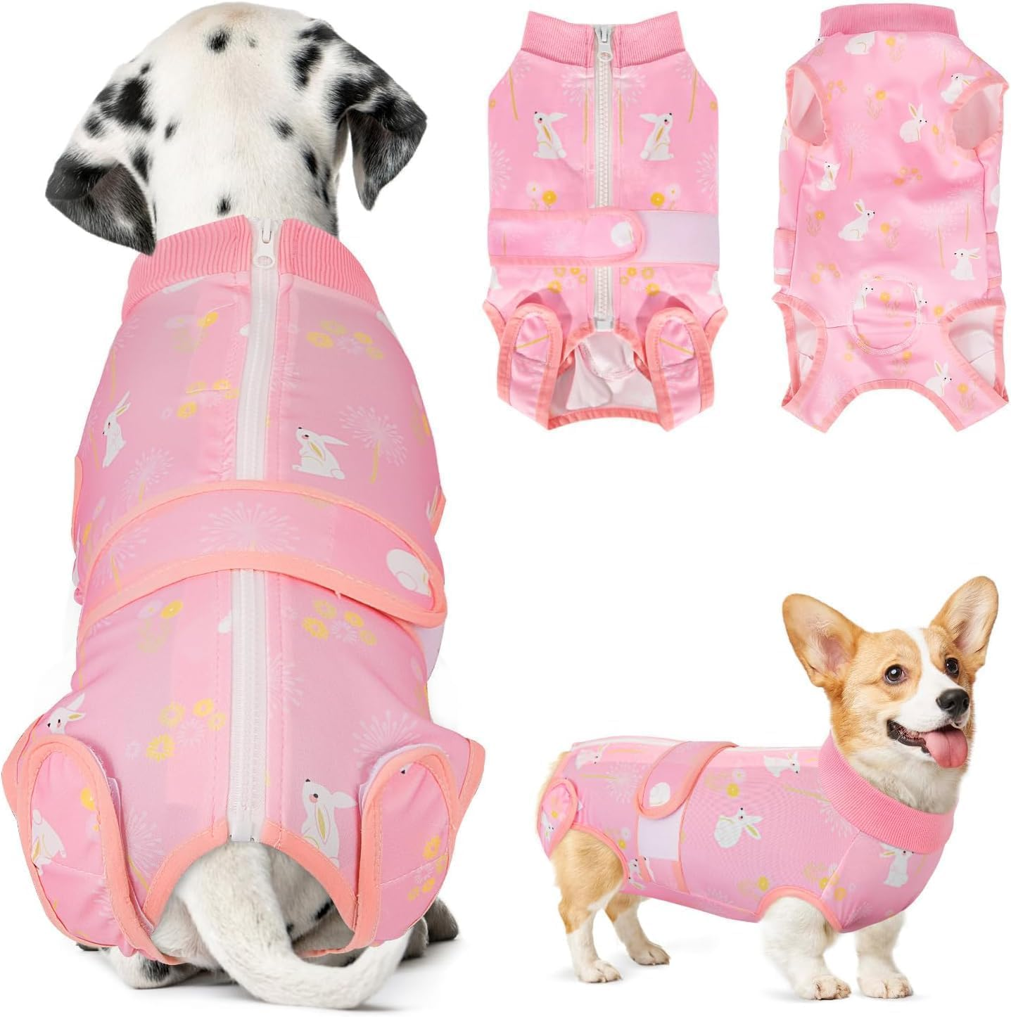 Slowton Dog Surgery Recovery Suit, Dog Cone E-Collar Alternative after Surgery with Zipper Professional Pet Recovery Shirt Abdominal Wounds Bandages Preventing Licking Spay Suit for Female Male Dog image number 1