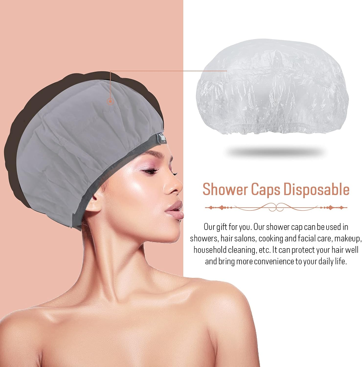 Flaxseed Deep Conditioning Heat Cap - Boloye Cordless 100% Safe Microwave Hot Cap for Natural Curly Textured Hair Care, Drying, Styling, Curling, Universal Size (10 PCS One-Time Shower Cap) image number 6