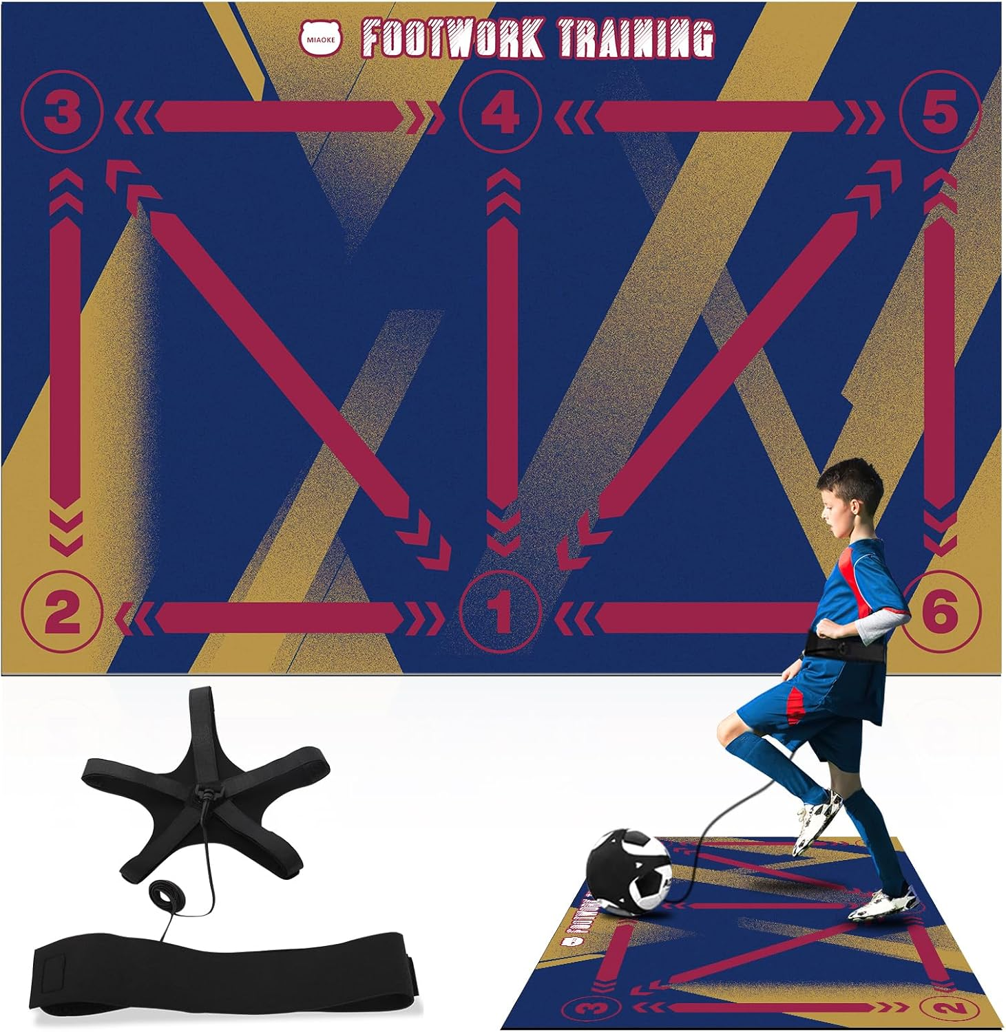 MIAOKE Soccer Training Mat, Football Footstep Training Mat for All Levels, Anti-Skid Soccer Footwork Training Mat,Equipment for All Ages to Improve Speed, Strength (Classic) image number 4