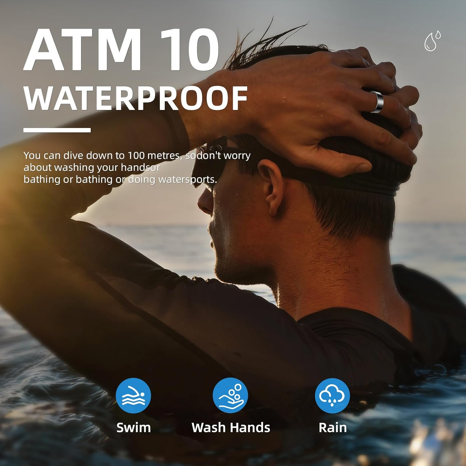 Smart Ring Health Management, Magnetic Charging Case, Compatible with Android/Iphone, 3 Sports Modes, 7 Data Measurement Functions, ATM10 Waterproof 2.0 (Gold 2.0, 9) image number 3