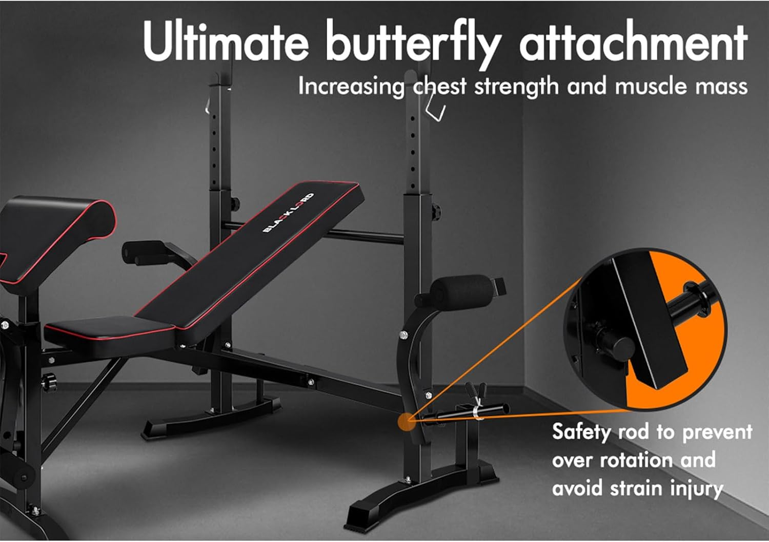 BLACK LORD Weight Bench 14-In-1 Home Gym Fitness Abdominal Strength Training Muti-Station Adjustable Bench Military Press Workouts Equipment, Black, 360 Kg Capacity image number 1