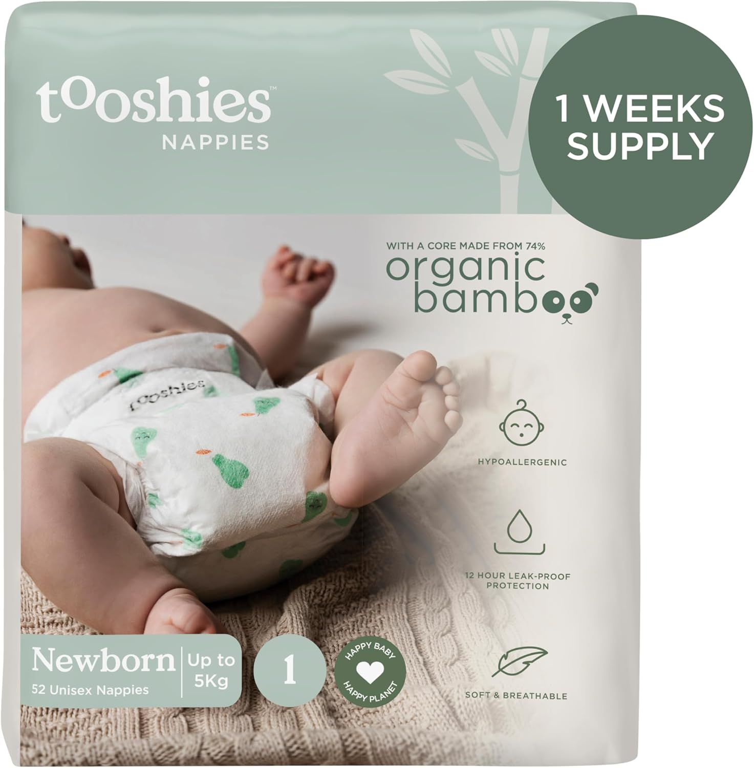 Tooshies Nappies Size 1 Newborn 3-5Kg 52 Pack image number 4