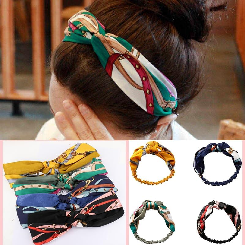 Women Lady Boho Bohemian Cross Hair Head Headband Band Scarf Wrap Bandana AU - Blue image number 5