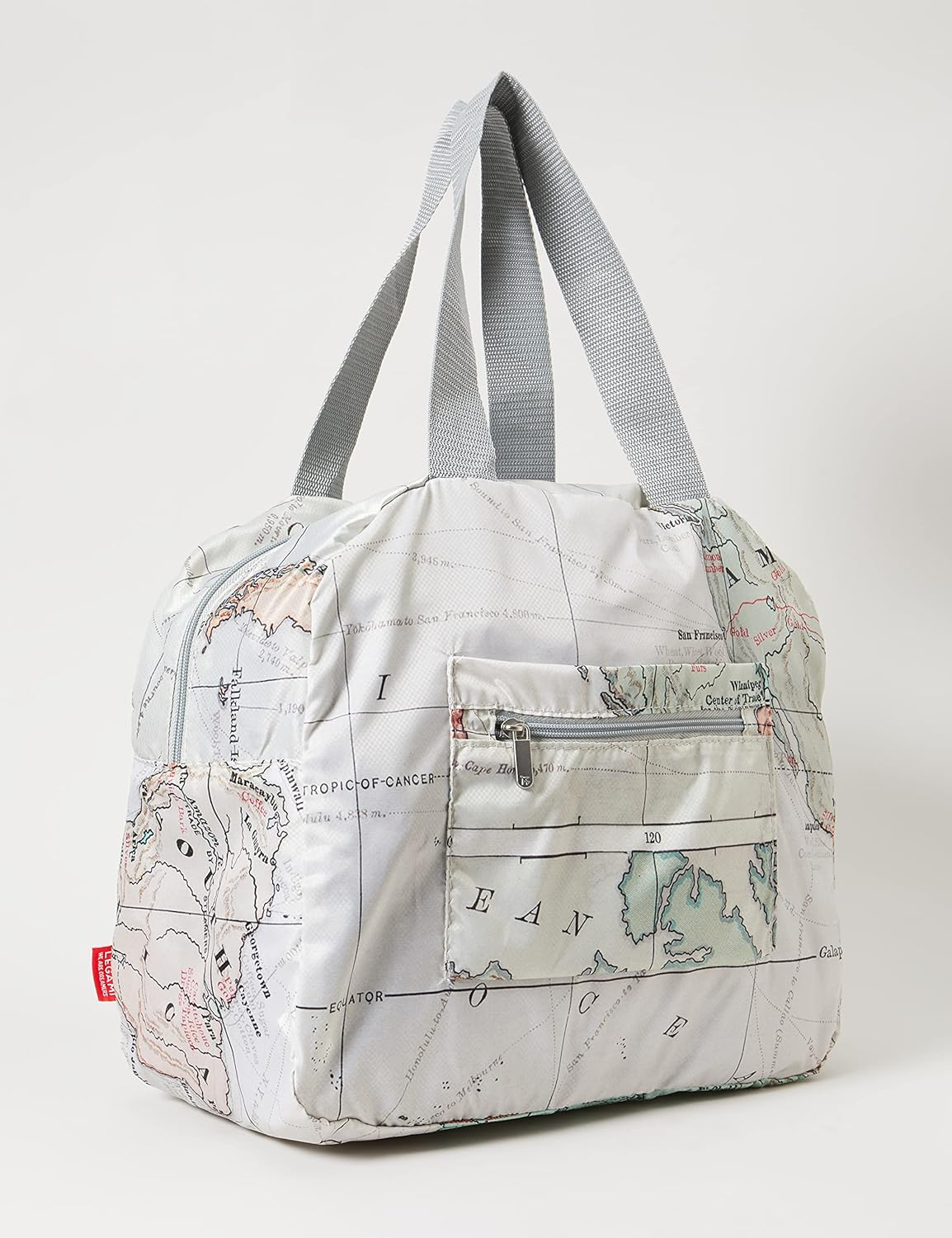 Legami Polyester Map Print Folding Travel Bag | Foldable Lightweight Extra Luggage Bag for Travel and Storage | Rear Strap for Suitcase Attachment image number 4
