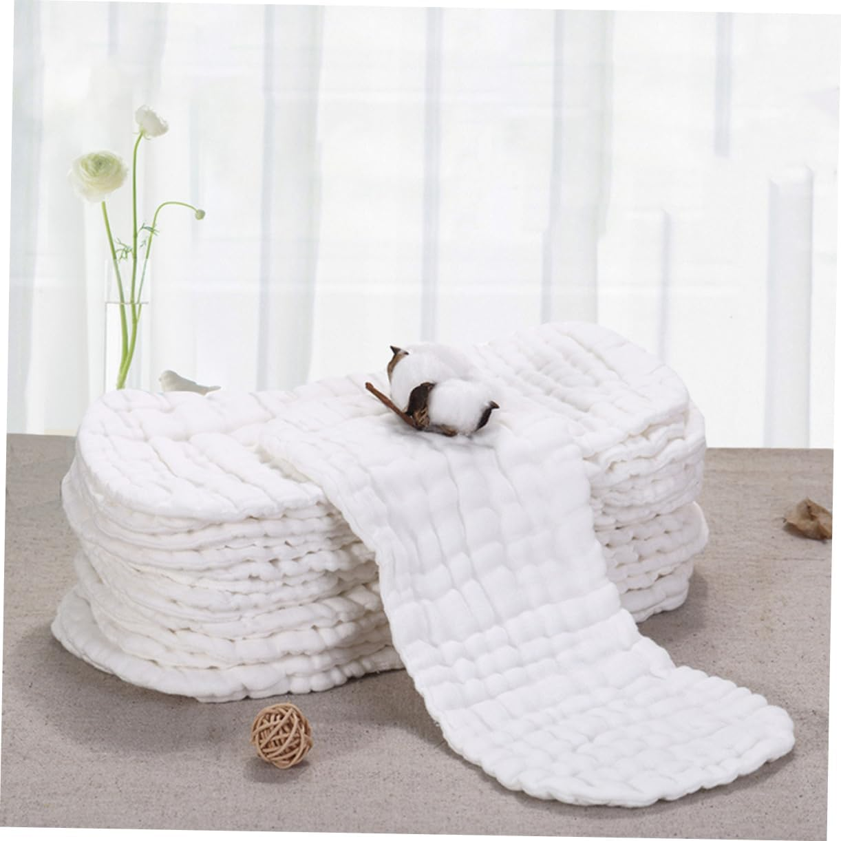 SHOWERORO 5Pcs Diaper Pure Cotton Nappies High Absorbency Newborn Nappies Swaddle Wrap Leakproof Breathable for Newborns image number 4