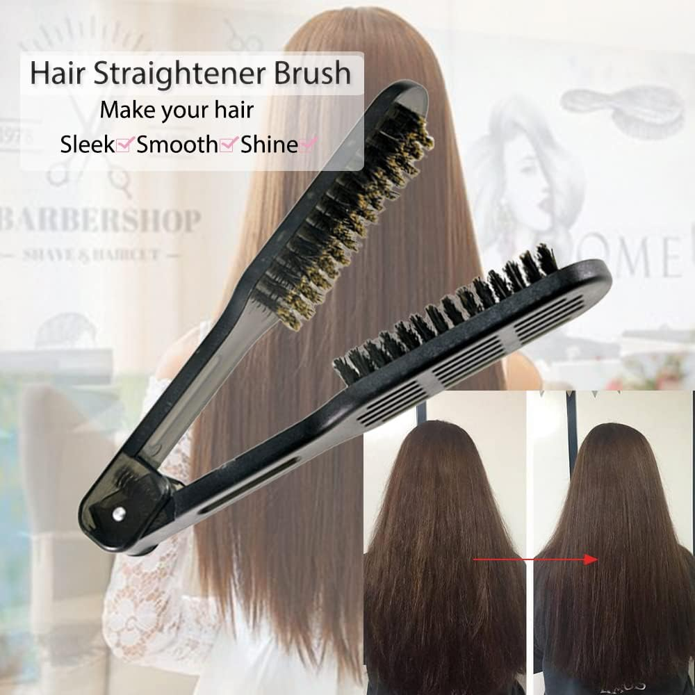 Clamp Hair Brush Straightener Detangler Splint Comb Nylon Bristle Double Sided Straightening Brush Air Vented Flat for Wet,Dry,Fine,Thick Natural Hair