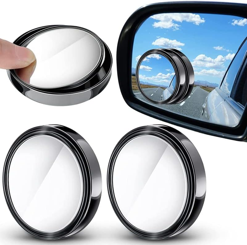 2X Blind Spot Car Mirror 360&deg; Wide Angle Adjustable Rear Side View Convex Black, Easy Stick-On Installation image number 3