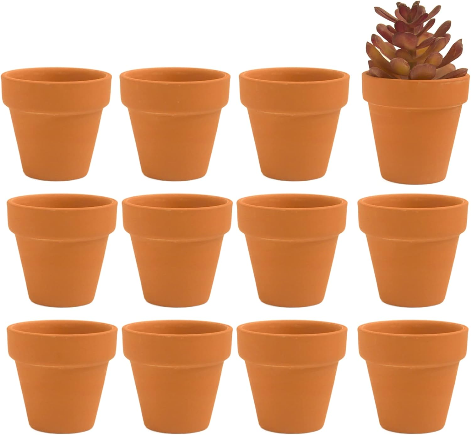 Fcacti 12 PCS Small Mini Clay Pots with Drainage Holes for Plants,2.5Inch Terra Cotta Pot Clay Ceramic Pottery Planter,Succulent Nursery Pot/Cactus Plant Pot,For Indoor/Outdoor Plants,Crafts - Grey image number 3