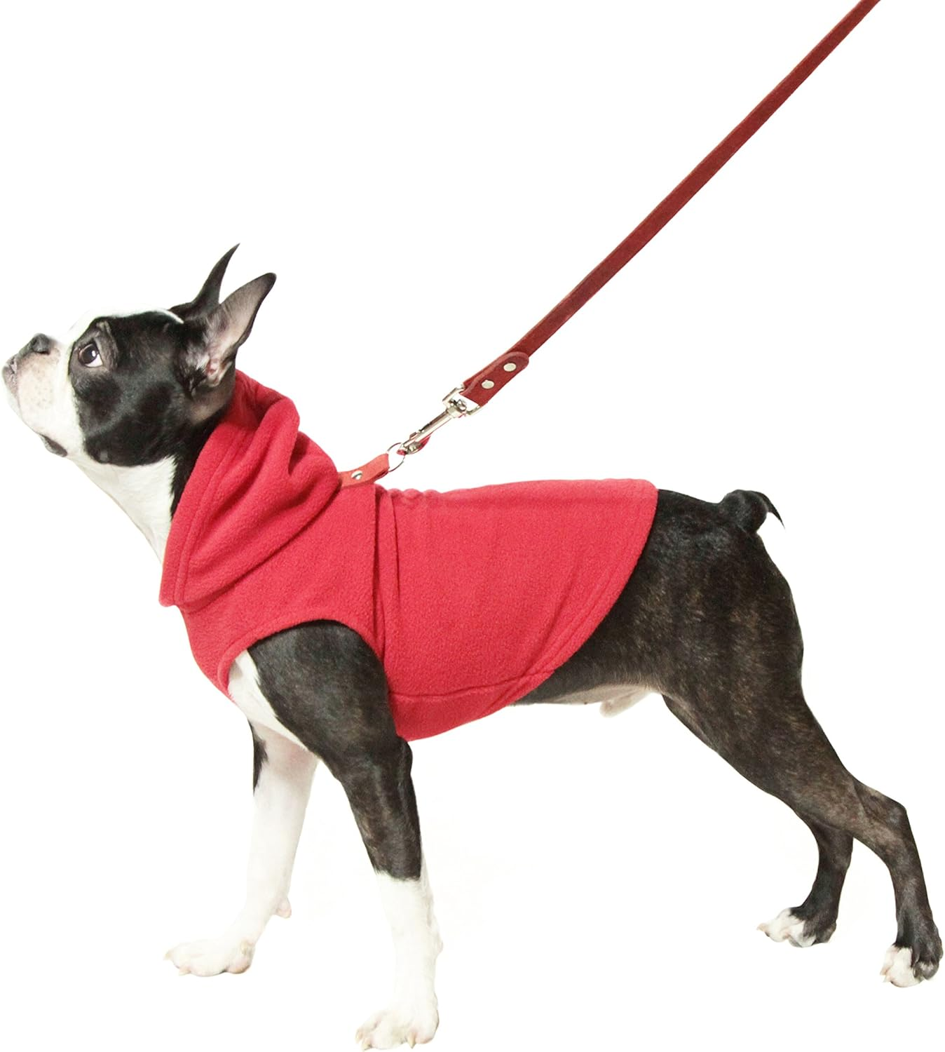 Gooby - Fleece Vest Hoodie, Small Dog Pull over Hooded Fleece Jacket with Leash Ring, Red, X-Large image number 5