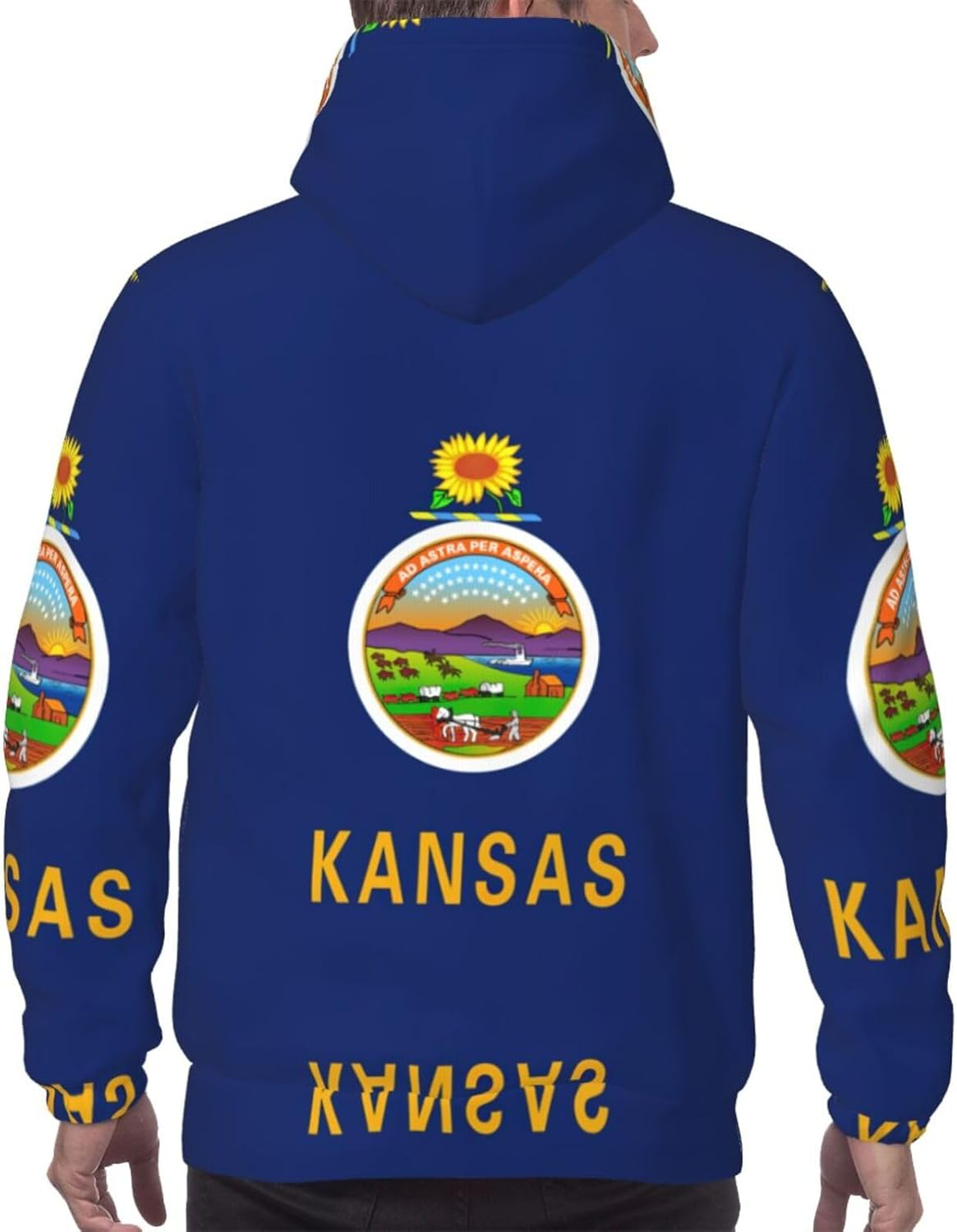 SDEGTHO Kansas State Flag Mens Christmas Oversized Hoodies Classic Hoodie Pullover Hoodies for Men Streetwear Sweatshirts image number 4