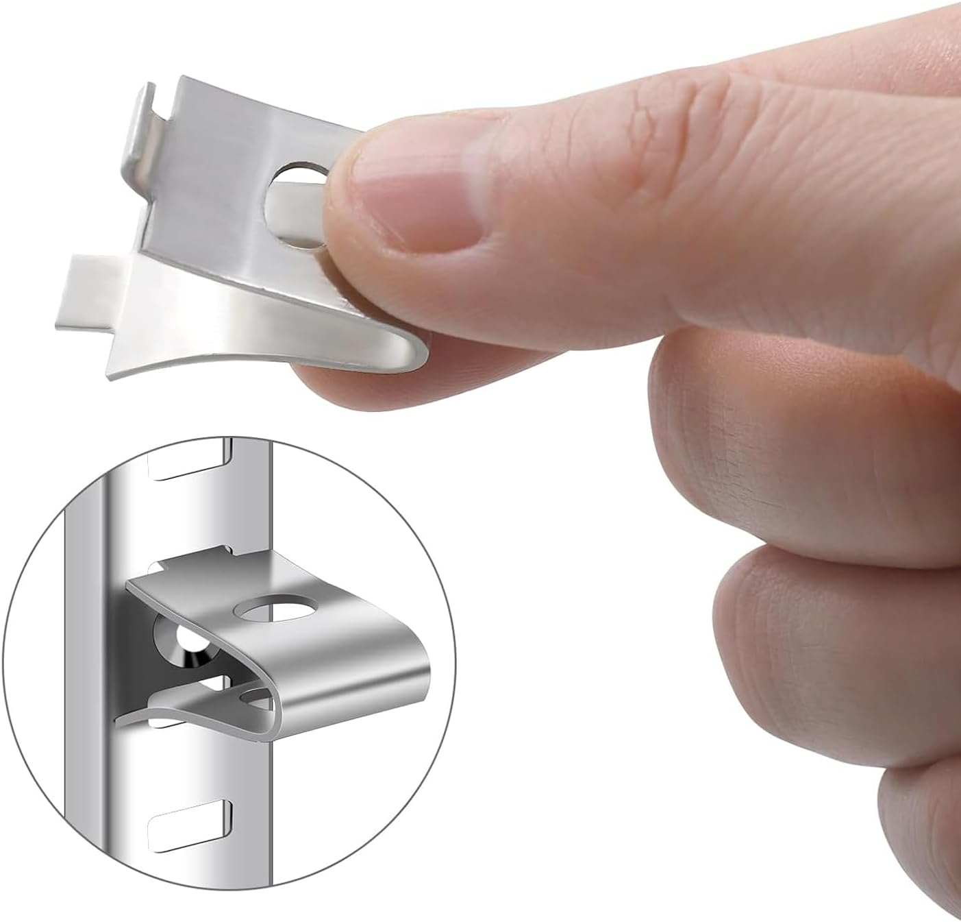 50Pcs Adjustable Cabinet Shelf Bracket Clips, Metal Shelf Bracket Clips, Shelf Pegs, Shelf Support Pins, Pilaster Shelf Support Clip for Metal Shelving (50) image number 1