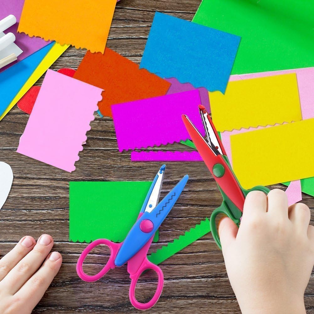 6 Different Decorative Paper Edge Scissor Set, 5 Inch Colorful Paper Edger Scissors, Craft Scissors Decorative Craft Art Scissors Set, Assorted Paper Edger Pattern Scissors image number 1