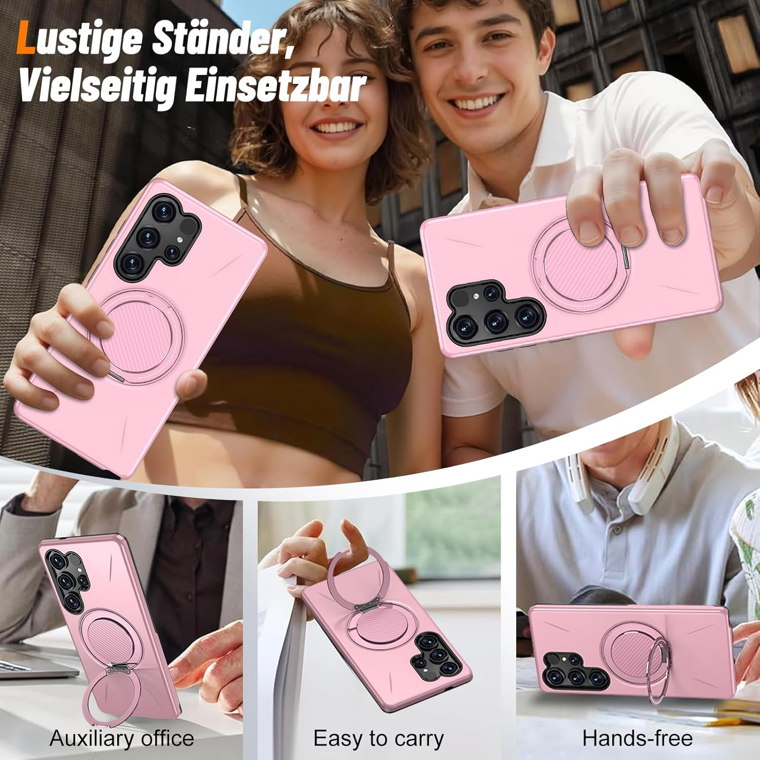 Vanki Case for Samsung Galaxy S25 Ultra Compatible with Mag-Safe Samsung S25 Ultra Mobile Phone Case Magnetic with 360 Degree Ring Stand S25U Protective Case Made of Flexible TPU and PC Double - Blue image number 3