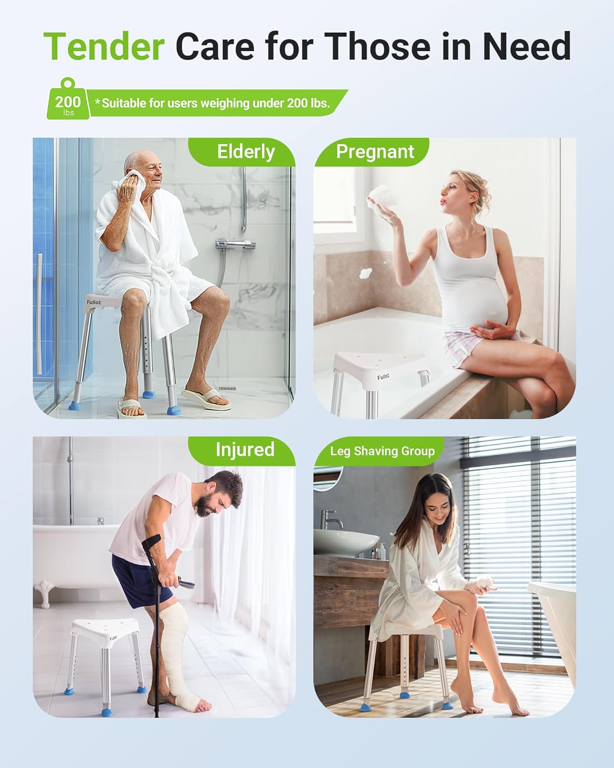 Space-Saving Triangular Shower Chair for inside Shower with EVA Pad, FSA/HSA Eligible 400 Lbs Adjustable Shower Chair for Elderly and Disabled, Non-Slip Shower Seat, Bath Chair for Tub, Tool-Free image number 5