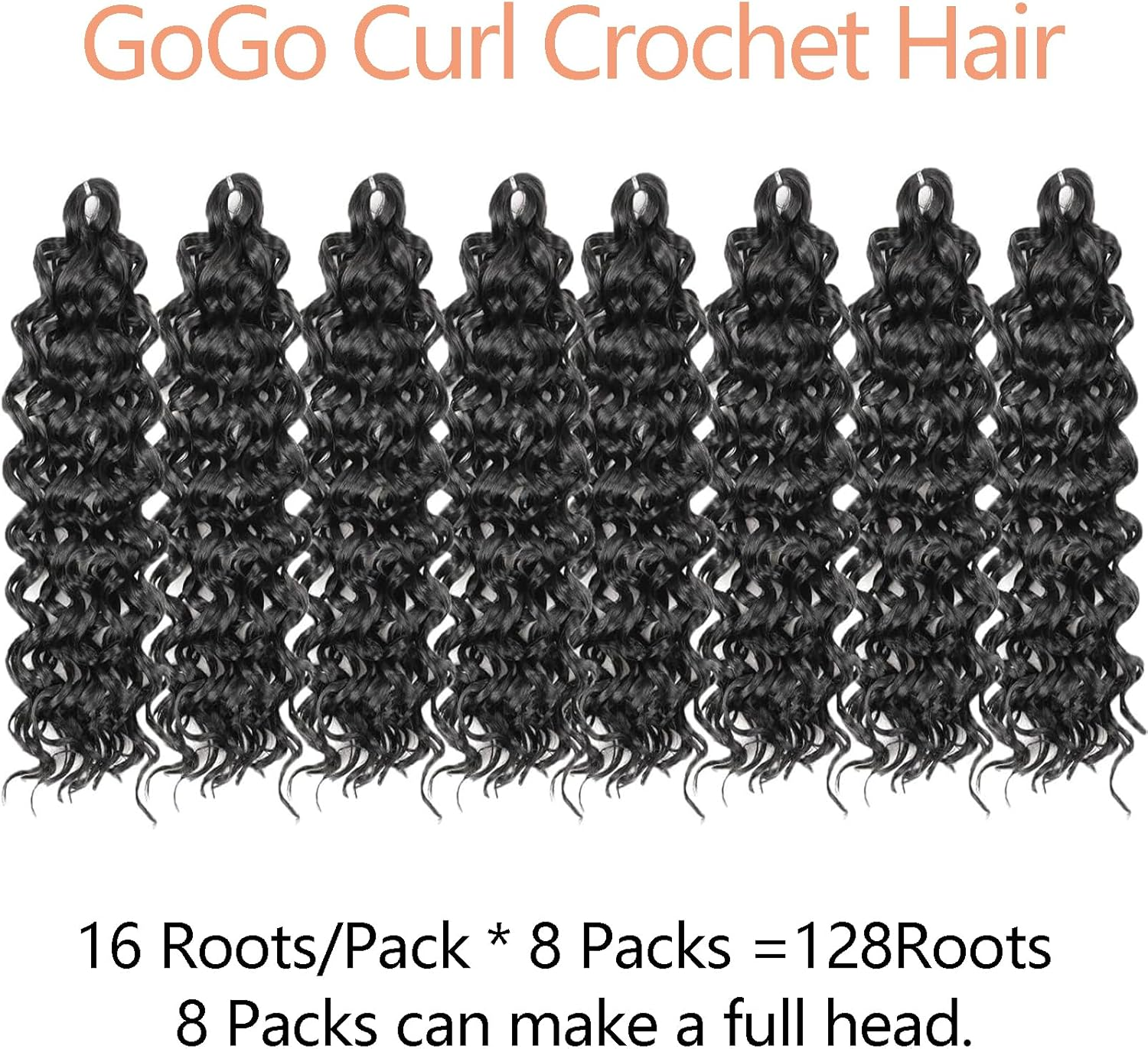 Mscat 8 Packs Gogo Curl Au Crochet Crochet Cheveux 14 Boucl&eacute;s Au Crochet Cheveux for Women Water Wave Beach Curl Deep Twist Au Crochet Tresses Synthetic Tresses Extensions De Cheveux