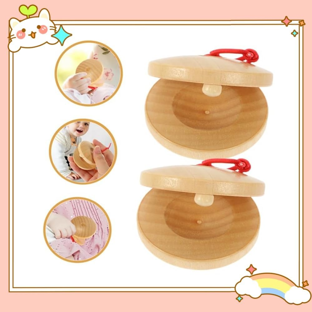 Jindizi Musical Castanets Instrument, 6Pcs Wooden Castanets Castagnette Castanets for Adults Small Fish Castanets Teaching Instrument Percussion Castanets Castanets Castanets Bulk Castanets image number 3