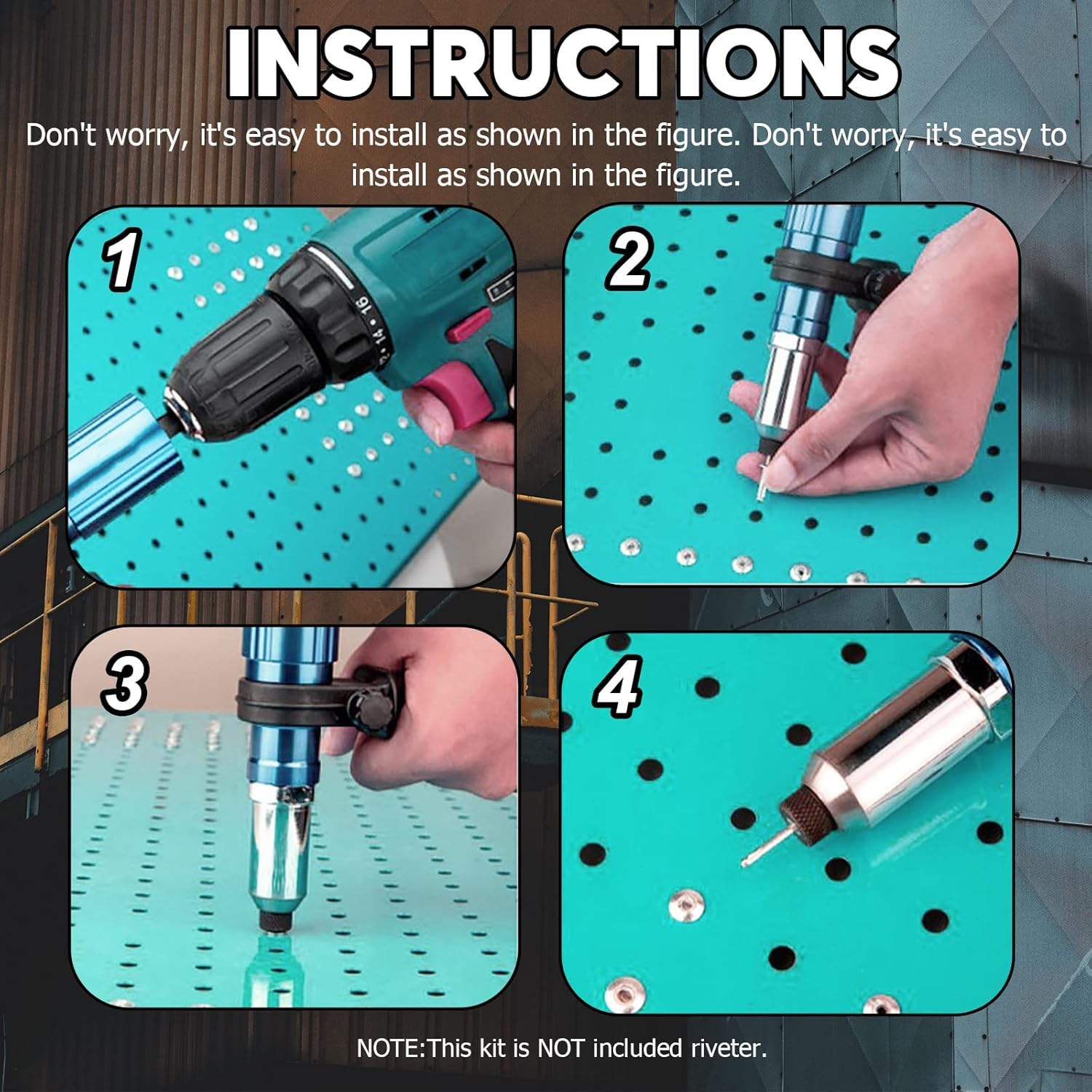 Swpeet 240Pcs 3/16" X 3/8" / 1/2" / 5/8"/ 3/4"/ 1" Large Flange Aluminum Blind Rivets Kit, Silver Pop Rivets Open End Type Pop Rivet for Indoor and Outdoor Use image number 5