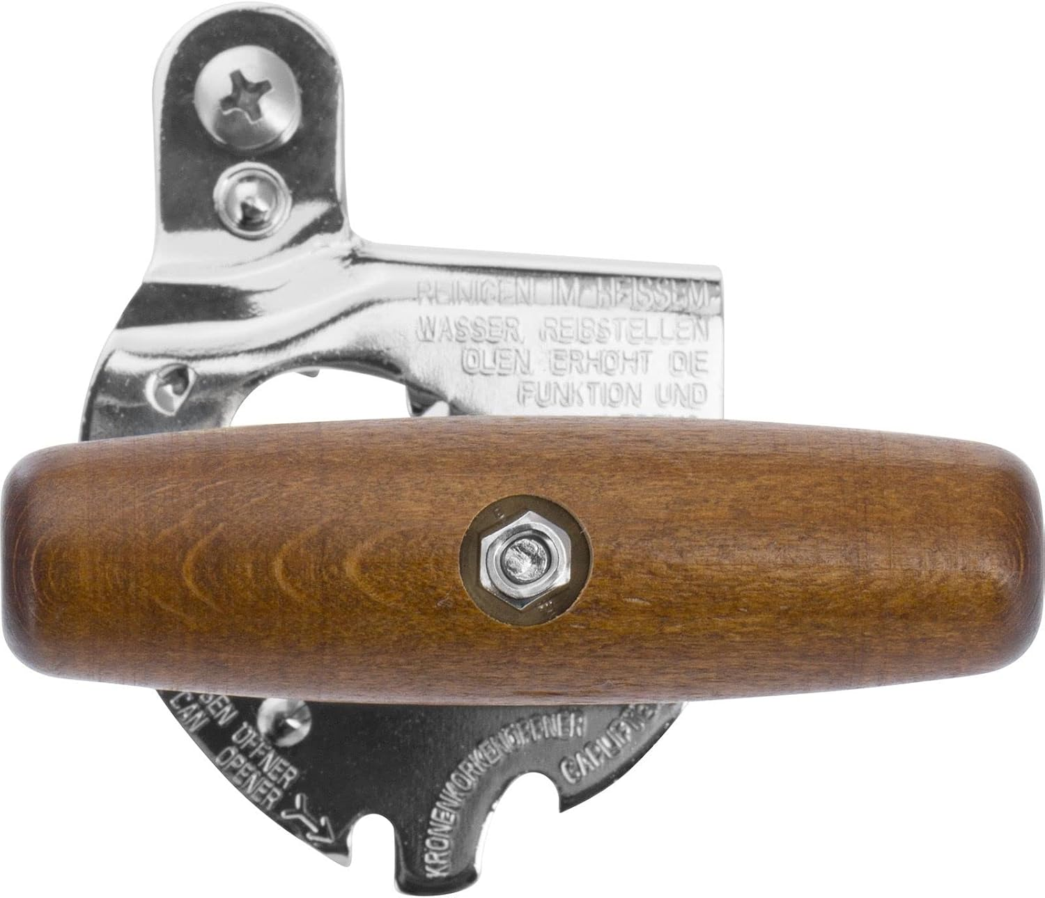 Westmark Set of 3: 1 Professional Can Opener Titanium + 1 Spare Blade + 1 Spare Drive Wheel, Steel/Wood/Steel Lacquered, Silver/Brown/Black, 122422E6 image number 2