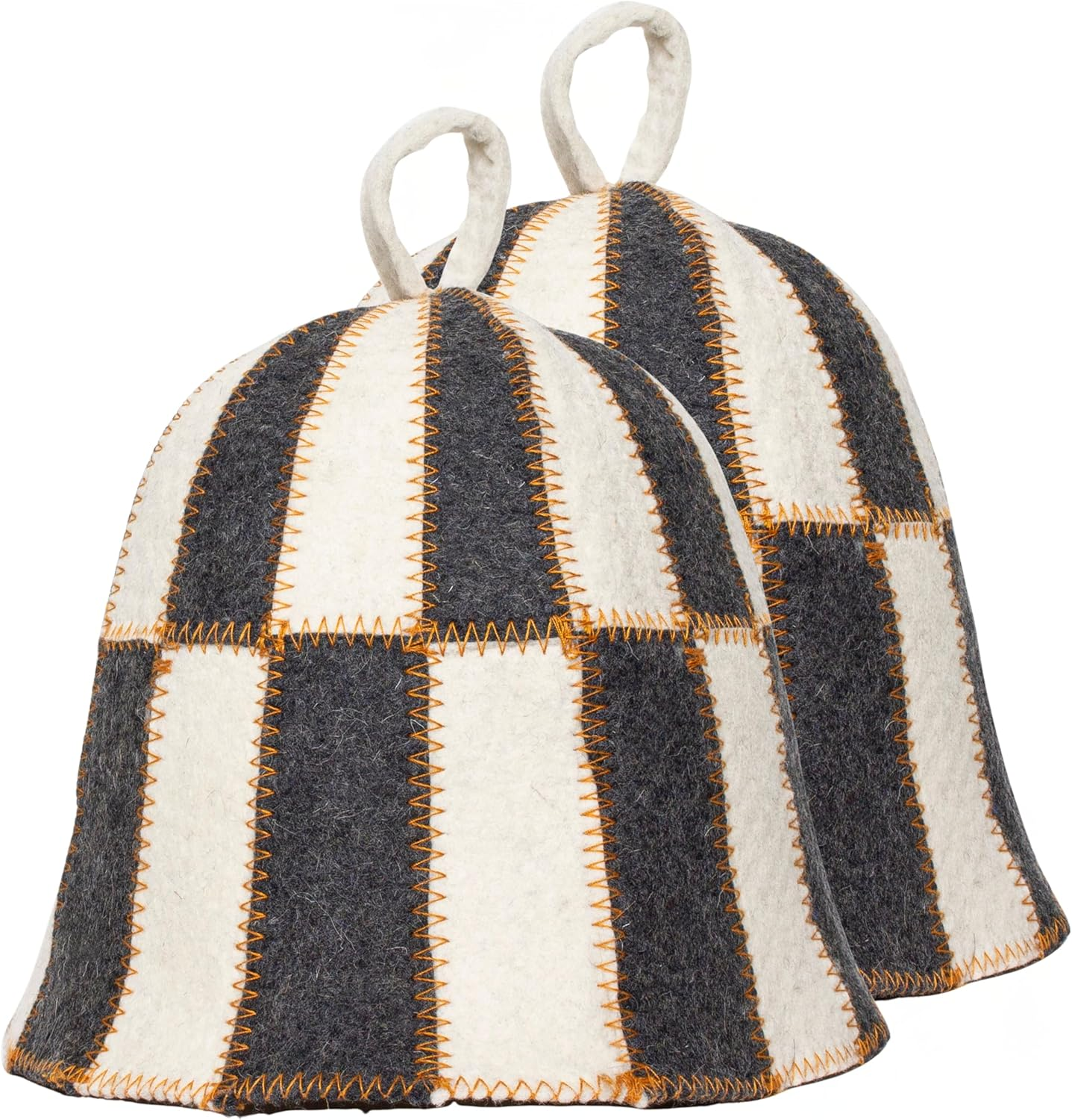 ASKOLD 2 Pcs Wool Sauna Hats Checkered Sauna Accessory - Sauna Hat Cap for Men Women Wool Sauna Hat Banya Hat for Men Women