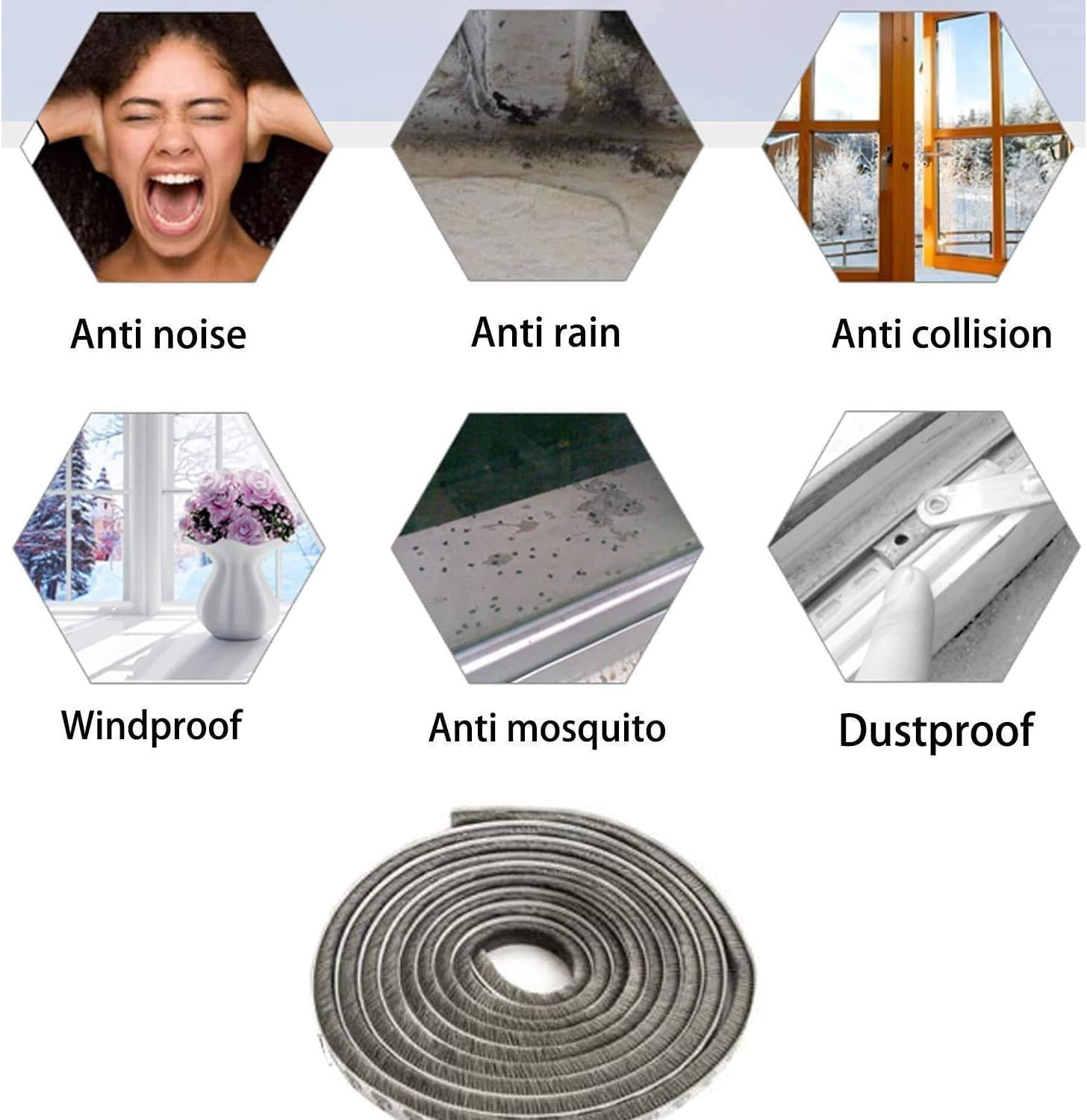 Tambee Self-Adhesive Pile Weatherstrip Brush Weather Stripping Sliding Door Insulation Door Weather Strip Window Sealer for Winter 3/8 Inch X 3/8 Inch X 16.5 Ft Black (16.5 Ft) image number 4