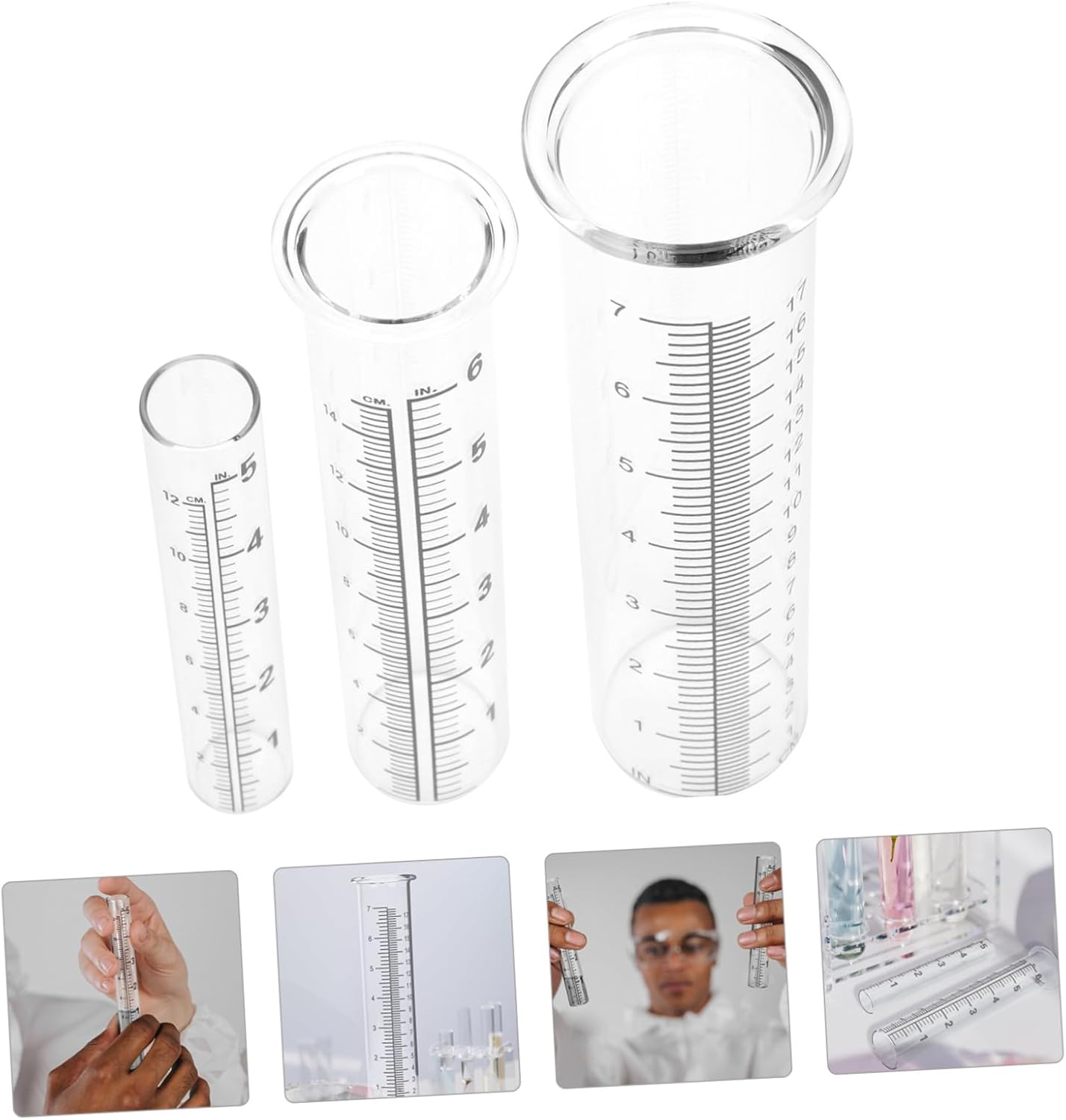 DOITOOL 3Pcs Rain Gauge Glass Tubes Outdoor Rain Measuring Cylinders Weatherproof Rainfall Gauge Tool for Garden Agriculture and Climate Research image number 5