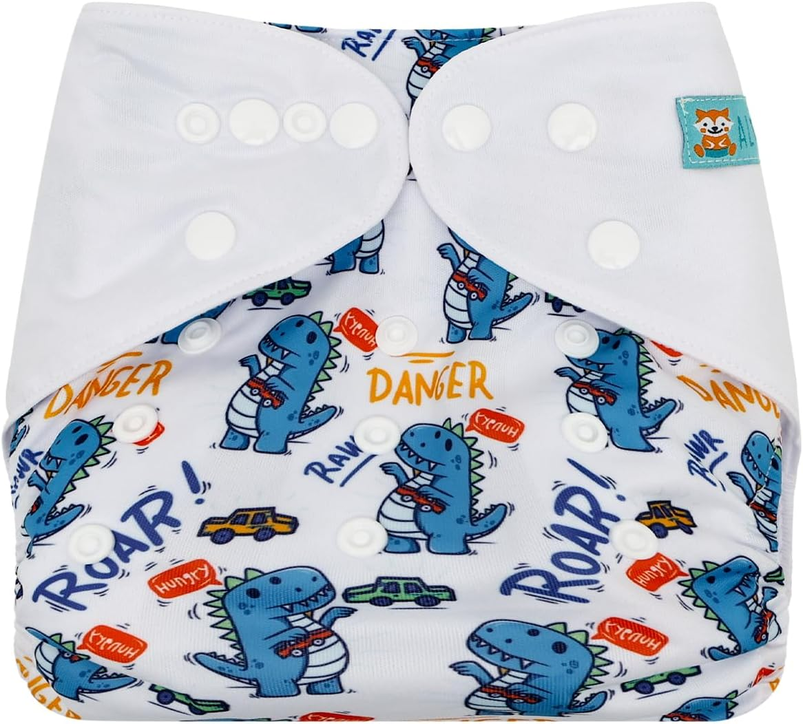 ALVABABY Baby Cloth Diapers One Size Adjustable Washable Reusable for Baby Girls and Boys 1 Pack with 2 Inserts AMD-BS154-2TA image number 3