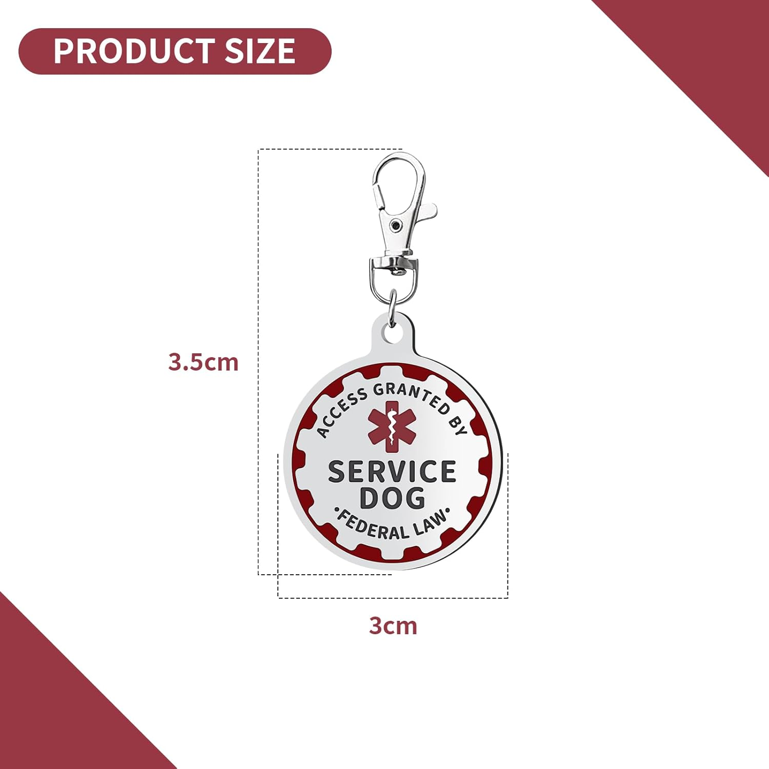 Service Dog TAG Industrial Puppy for Service Animals, Emotional Support Dogs & Therapy Dogs Entirely Surgical Stainless Steel Easily Attach to Collar, Harness-Two-Sided (Service Dog TAG) image number 4