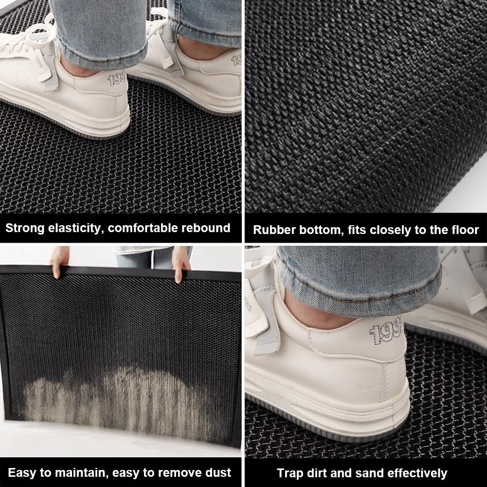 PCSWEET HOME Half Circle Door Mats 43 X 76Cm, Low Pile Front Door Mat Mud Dirt Trapper Heavy Duty Doormat for Entryway, Patio, Porch, Black/Red image number 5