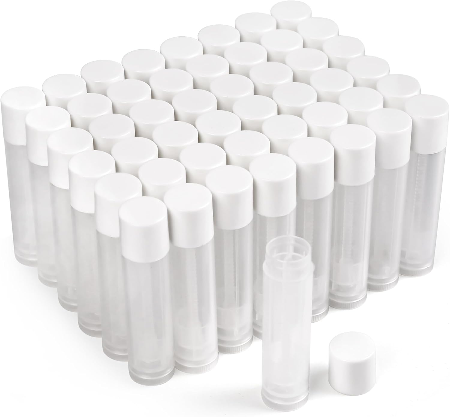 Lotfancy Lip Balm Tubes Empty, 60PCS 5.5Ml (3/16 Oz), Clear Lip Balm Container Tubes with Yellow Caps, BPA Free & Leak Free, Refillable