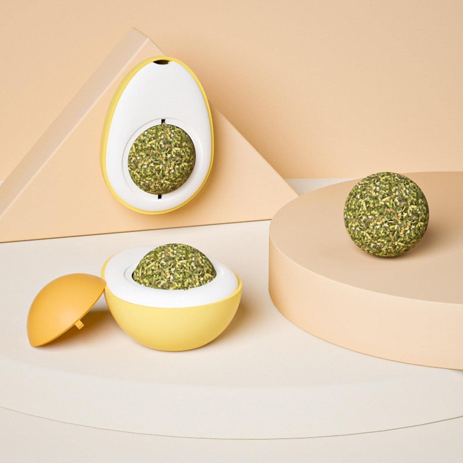 Catnip Ball Toy,Boiled Egg Shape Cat Nips Organic Ball Edible Kitten Toys - Spinning Mint Balls, Edible Cat Catnip Toys, Catnip Licking Ball, Cat Wall Treats Kitten Chew Toys