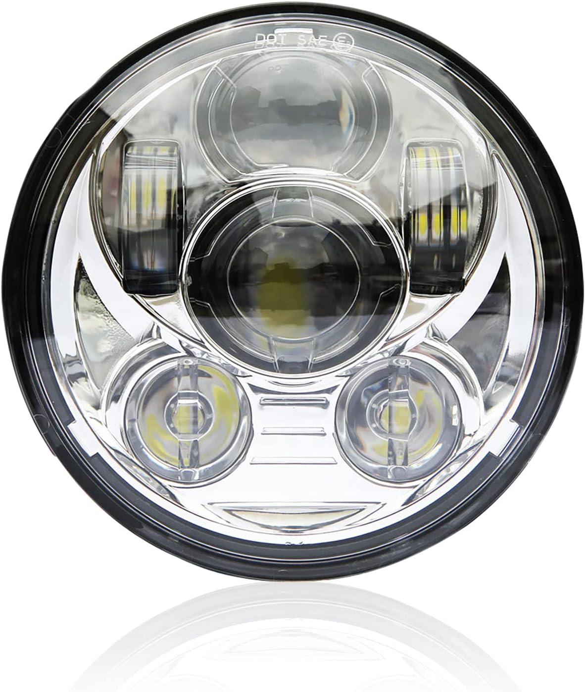 Wisamic 5-3/4" 5.75" LED Projection Headlight for Harley-Davidson 883, Sportster, Triple, Low Rider, Wide Glide Motorcycles (Silver) image number 5