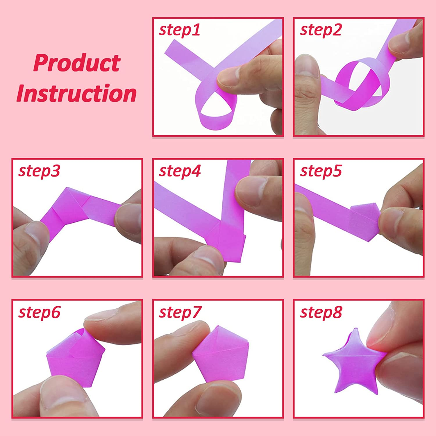 1000 Sheets Origami Star Paper Strips Cute, 8 Vivid Colors Lucky Star Paper, Star Folding Paper Strips, Origami Paper Strips for DIY Arts Crafts Decoration (Solid Color) image number 5