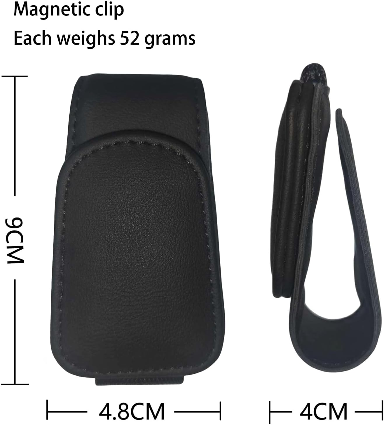 Magnetic Leather Sunglass Holder for Car Universal Sunglasses Clip for Car Visor Auto Interior Accessories for Different Size Eyeglasses Car Accessories Black image number 3