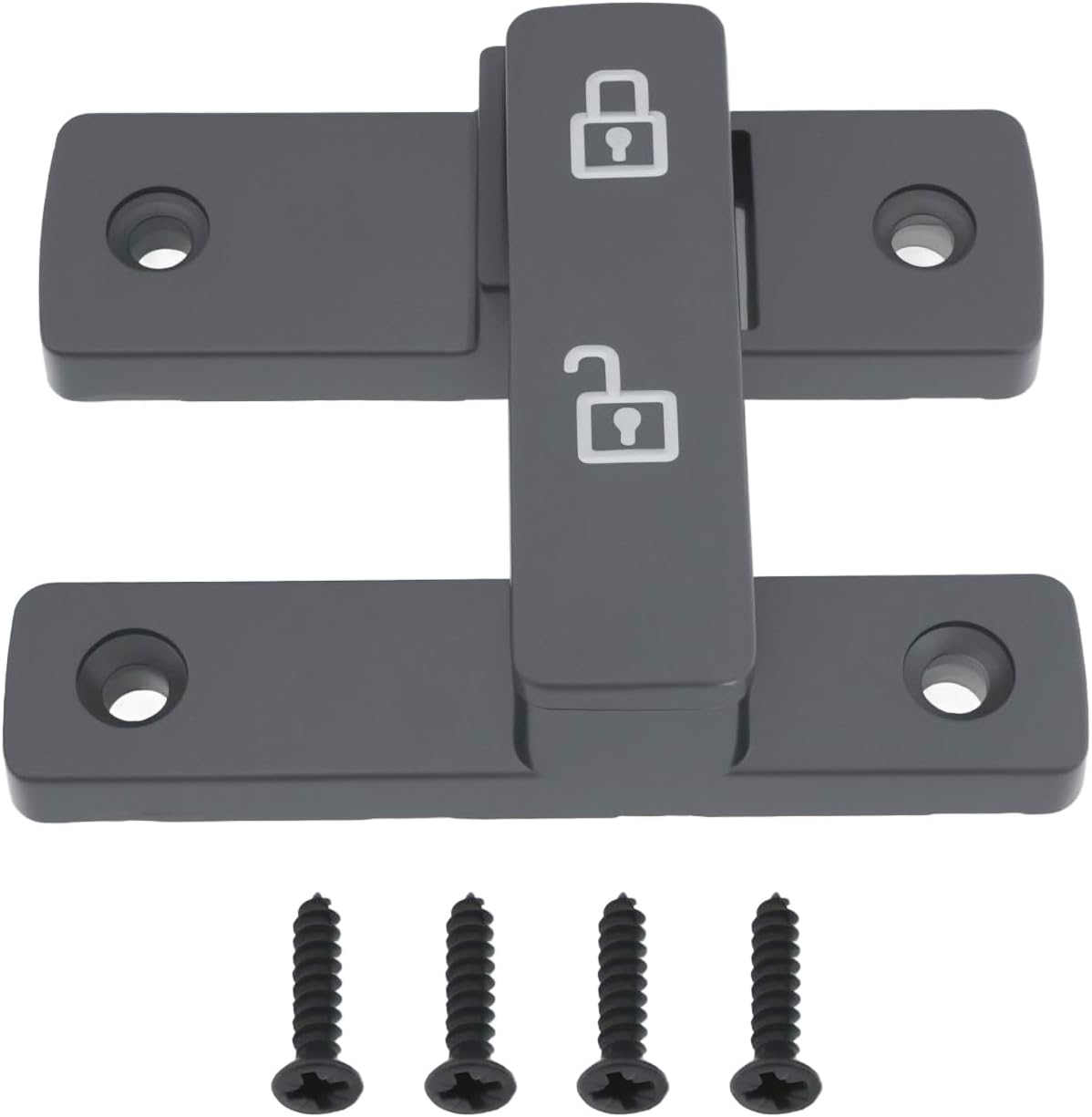 Emsea Grey Luminous Barn Door Lock 180 Degrees Surface Mounted Sliding Lock for Wooden Metal Aluminum Door 84X63X18Mm