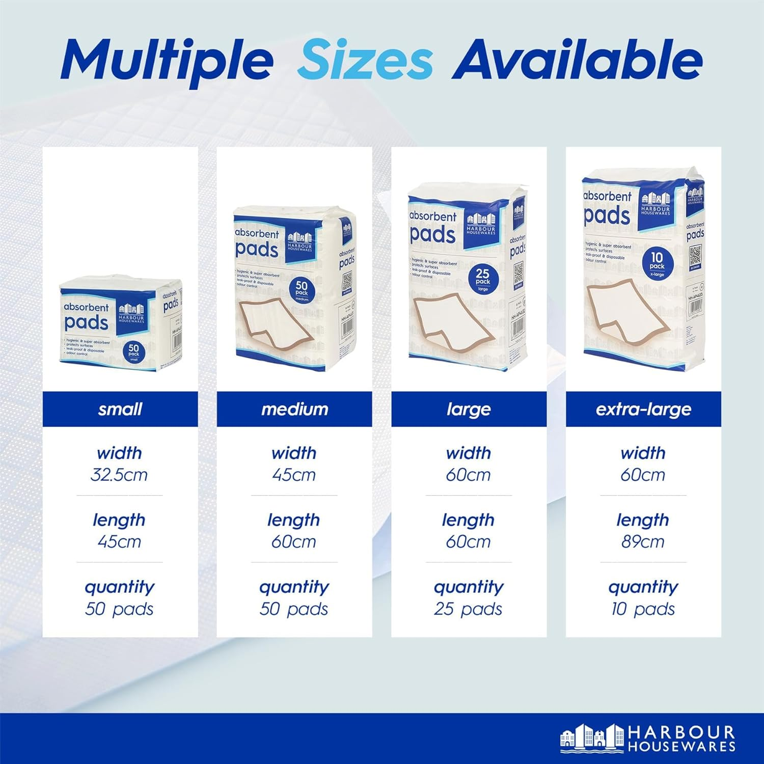 Harbour Housewares Disposable Incontinence Bed Pads - 60Cm X 60Cm - 25X Large Waterproof High Absorbency Underpads Mattress Protector Overnight Bed Wetting Sheets Incontinence Pads image number 2