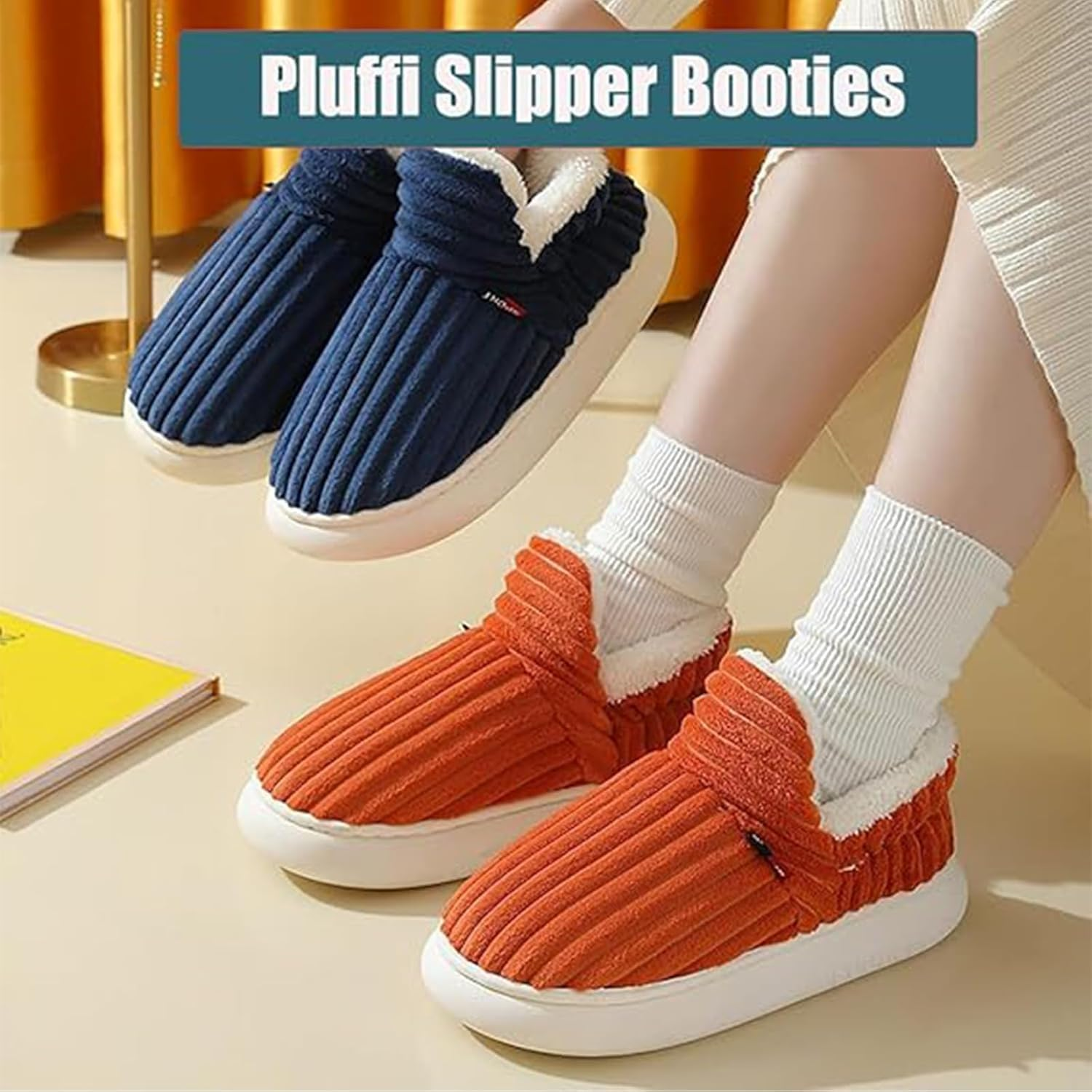 Pluffi the Cozy & Stylish Slipper,Pluffi Slipper Booties,Unisex Winter Cozy Fashion Slippers,Plush Warm Home Slippers (7.5-8 Women/6.5-7 Men,Gray) image number 6