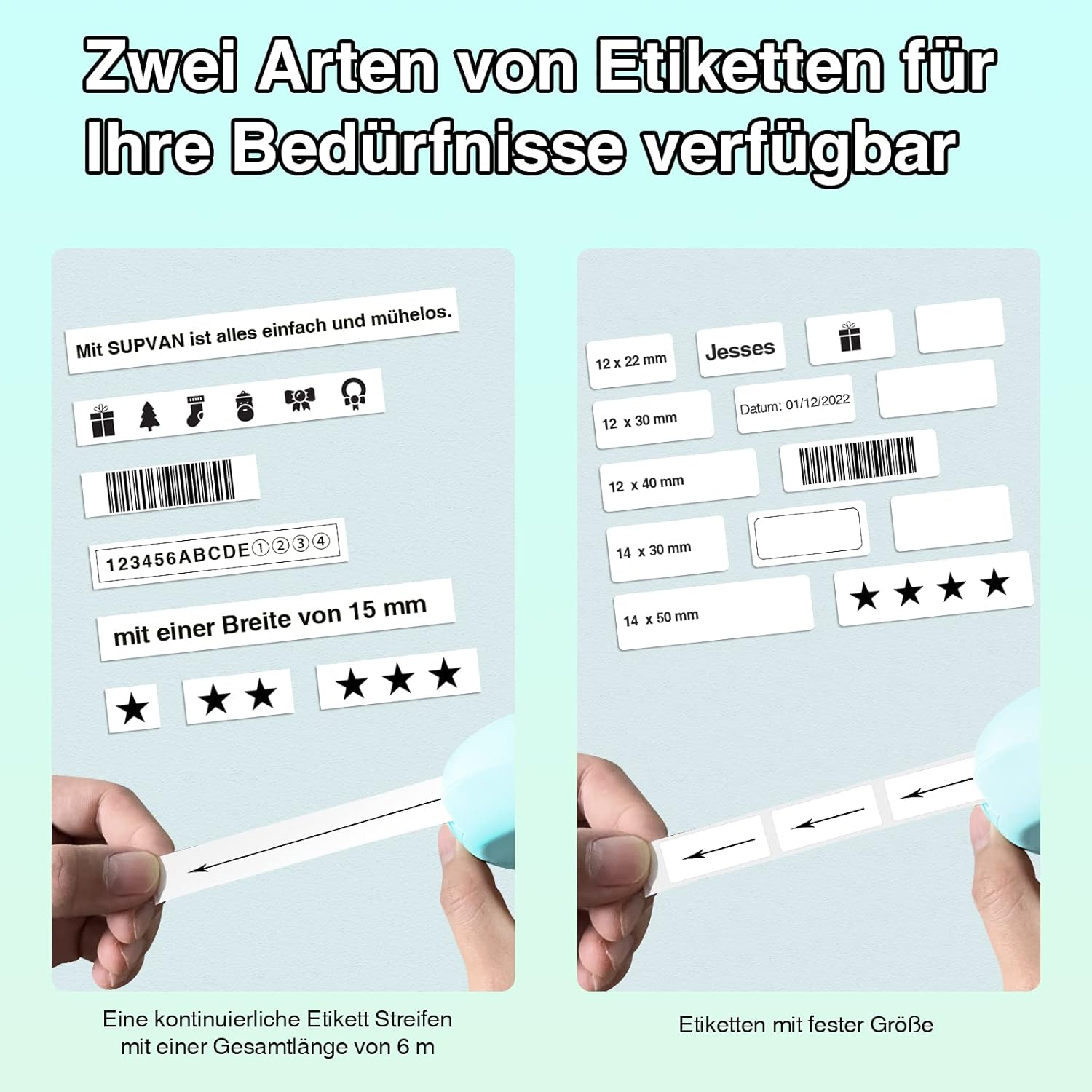 SUPVAN E10 Upgraded Label Maker Machine, Portable Label Printer, Compatible Android & Ios, Bluetooth Thermal Labelling Machine for Home, School, Office Organization, Cyan - E10 Green2 image number 4