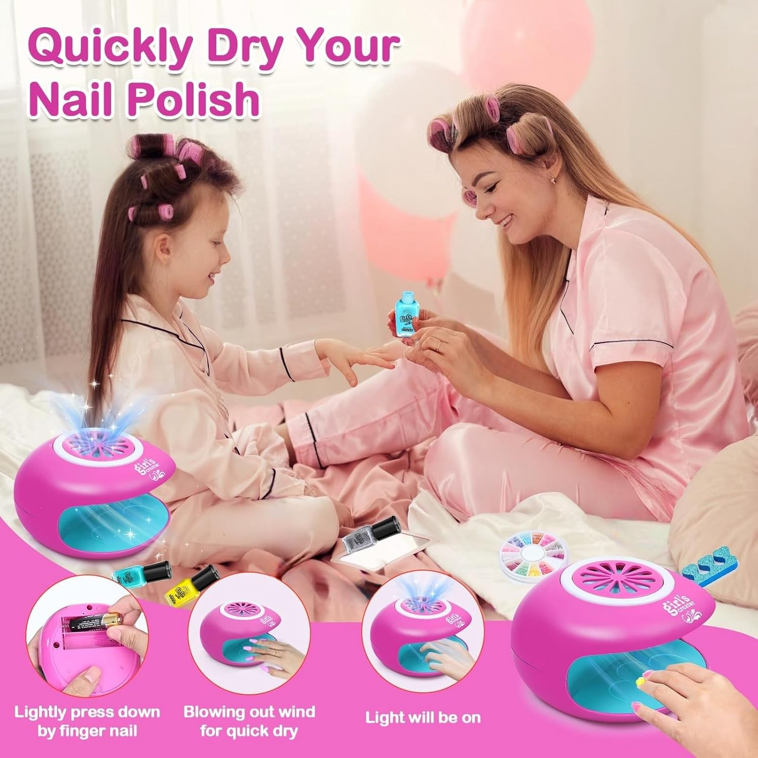 Nail Polish Kit for Girl , Kids Nail Art Salon Set with Nail Dryer ,Makeup Manicures Decoration Studio Gifts for Christmas Birthday Spa Party image number 3