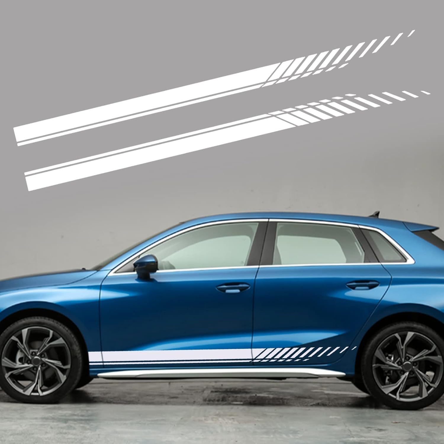 SUNJIKA Universal Vinyl Side Body Car Decals Racing Stripes Sticker Stripe Graphics Car Side Decals for SUV Off-Road Auto Car Body Side Door Decoration Racing Accessories 2PCS (Black)