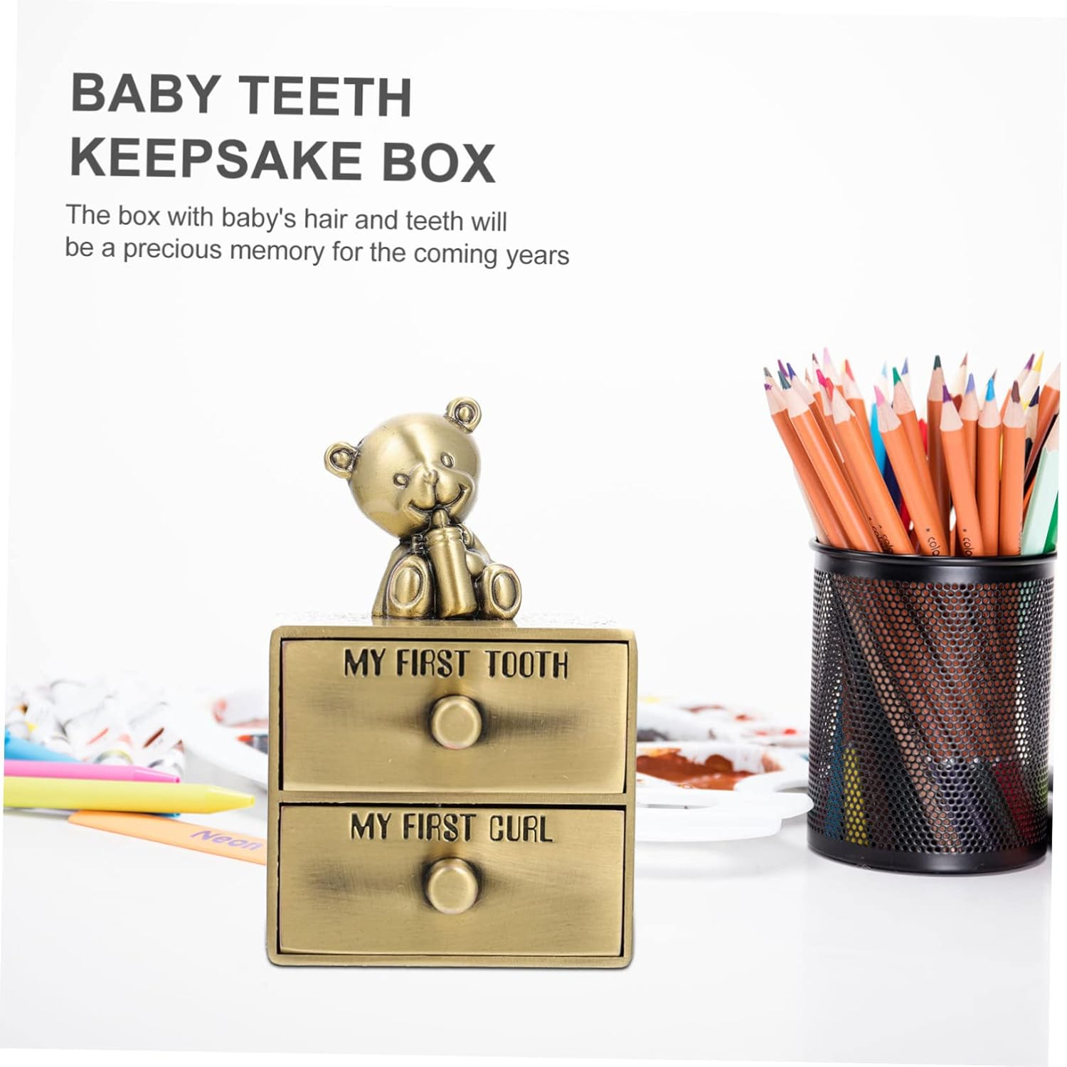 Baby Tooth Storage Box Boys and Girls Teeth Keepsake Drawer Case for Baby Memory Collection image number 6