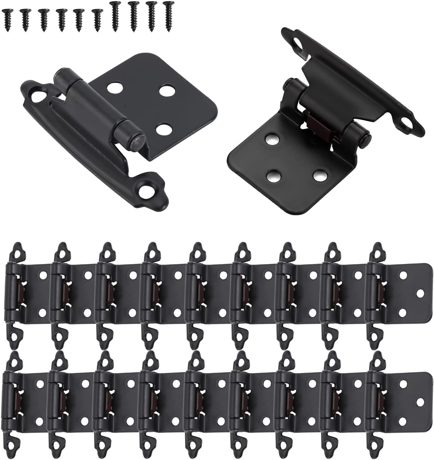 Kitchen Cabinet Hinges Bronze,(10 Pairs/20 Pcs) 1/2 Inch Variable Overlay Self Closing Face Mount Cabinet Door Hinges Hardware for Kitchen Cabinets,Oil Rubbed Bronze