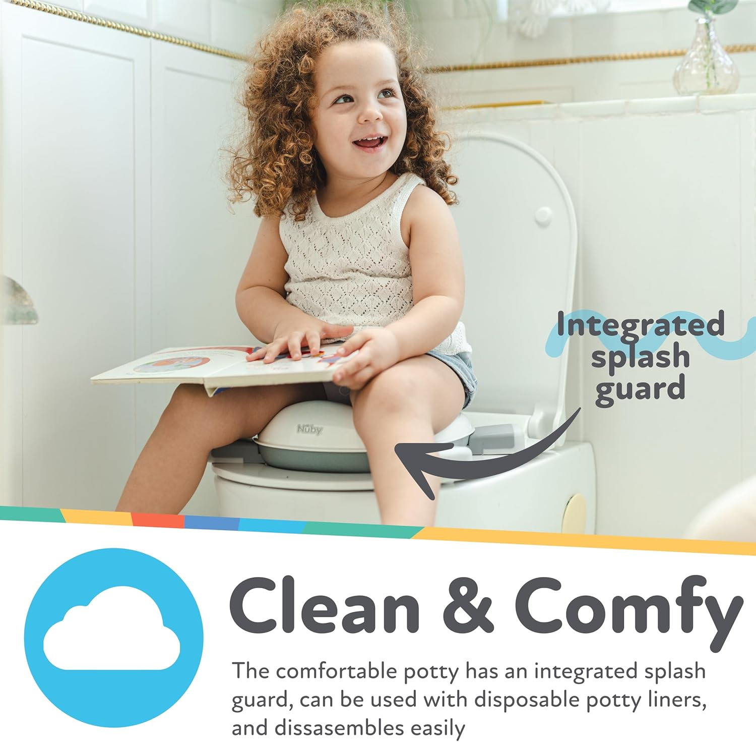 Nuby On-The-Go Portable Potty Seat - Travel Toilet Seat for Boys and Girls 18+ Months - Includes Storage Bag and Disposable Potty Liners - Toddler Travel Essentials - Toddler Potty Training Toilet image number 4