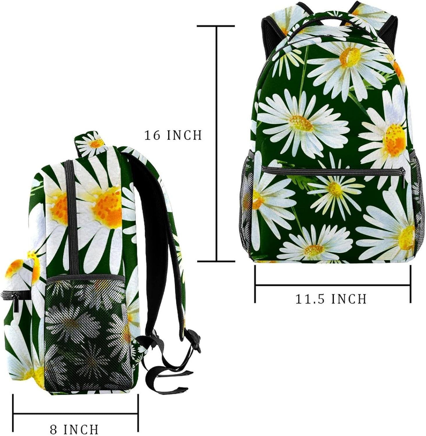 Beautiful Watercolor Daisy Flower Background Backpack Students Shoulder Bags Travel Bag College School Tote Backpacks image number 1
