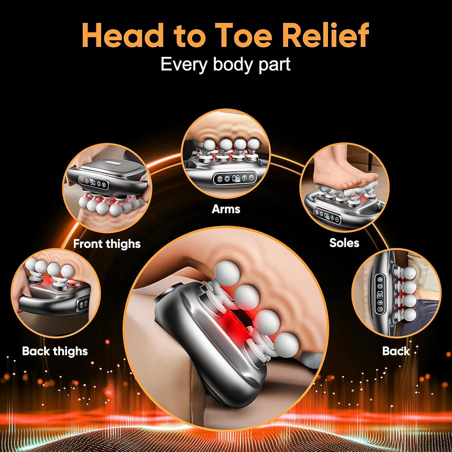 16-Drive Massage Gun Set, Upgraded Deep Tissue Percussion Massager with 16 Massages Heads, Red Light Therapy, Quiet Muscle Massage Gun for Back, Shoulders, Legs, Foot, Body Muscle Pain Relief image number 5