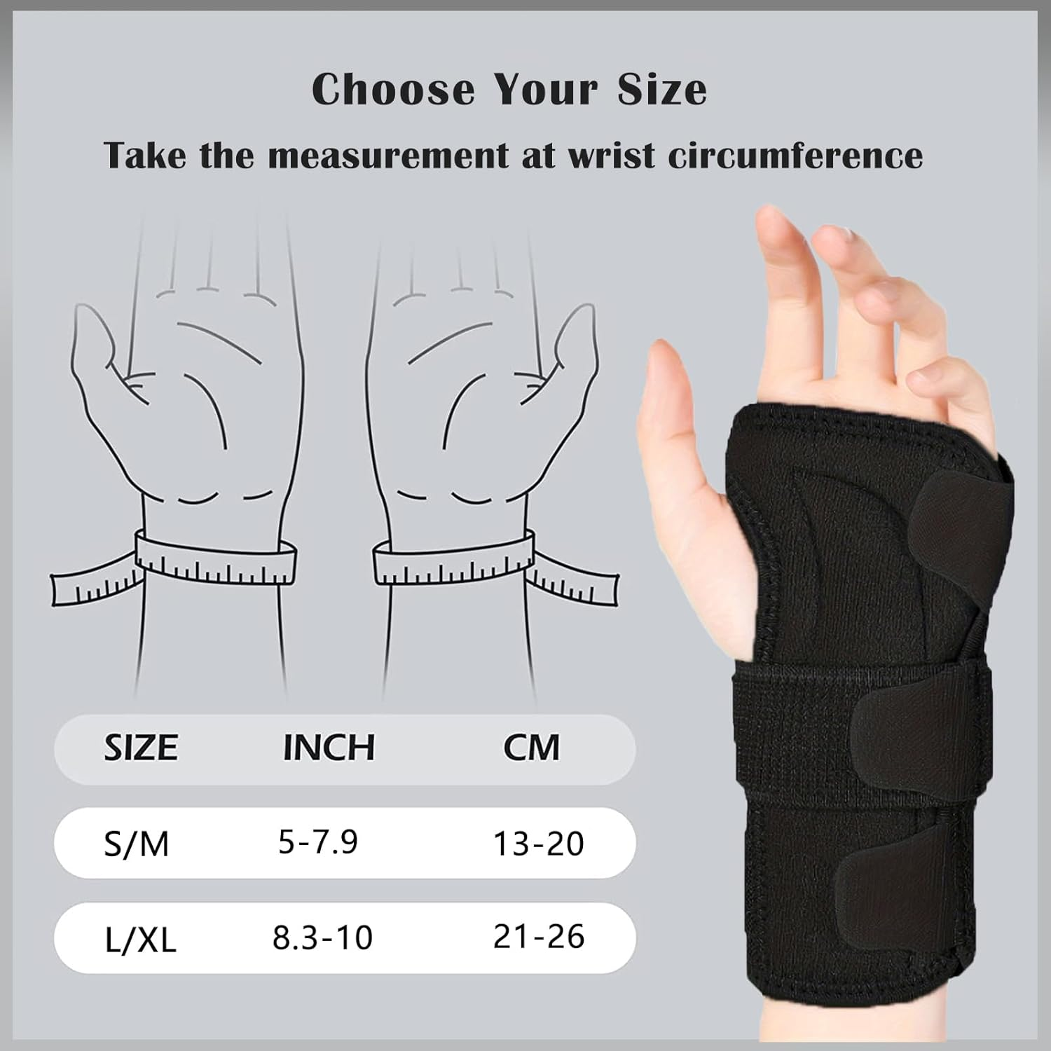 Paskyee Carpal Tunnel Wrist Brace for Men and Women, Adjustable Wrist Support for Right and Left Hand, Pain Relief for Arthritis, Tendonitis, Sprains Black Right L/XL image number 5