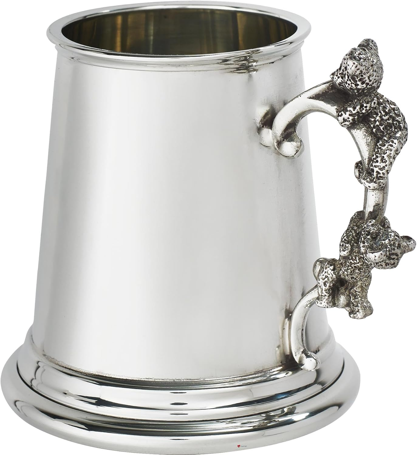 Teddy Bear Handle Quarter Pint Baby Christening Mug Tankard Pewter Plain Body Cute Teddys Climbing up Handle Perfect for Engraved Supplied in Satin Presentation Box image number 4