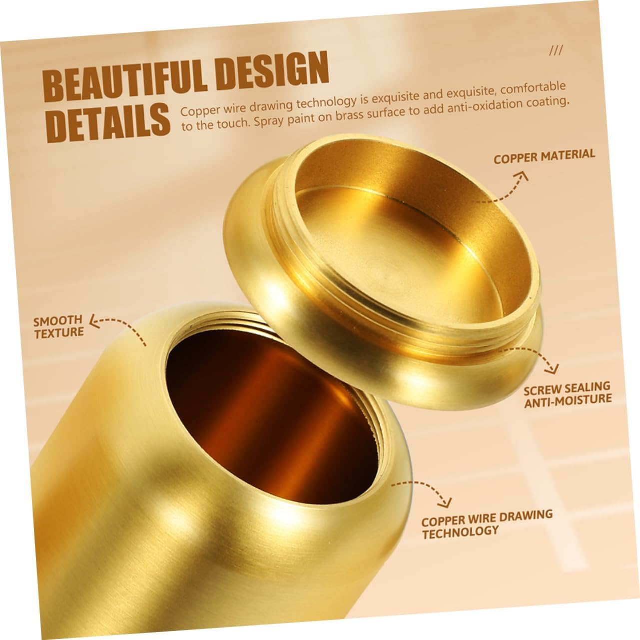 FOYTOKI Airtight Metal Tea Canister Portable Brass Tea Leaf Storage Tin Suitable for Home and Travel